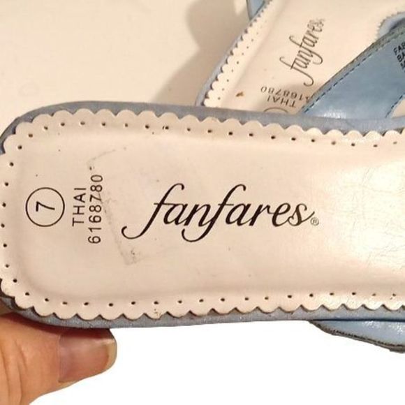 Fanfares Blue Square Toe Sandals Women's Size 7 - Picture 7 of 7